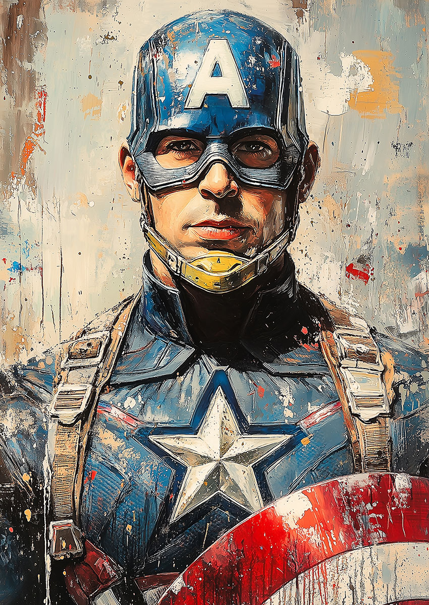 Captain America Style Super Hero Canvas Print & Poster Wall Art - AI PRINT LAB